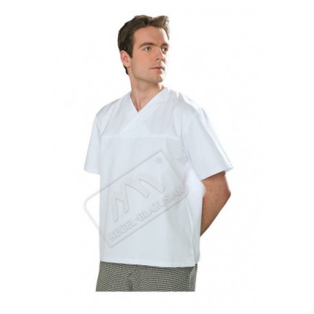 Bluza w serek krótki rękaw biała