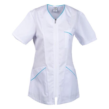 Bluza damska krótki rękaw czarna z różową lamówką